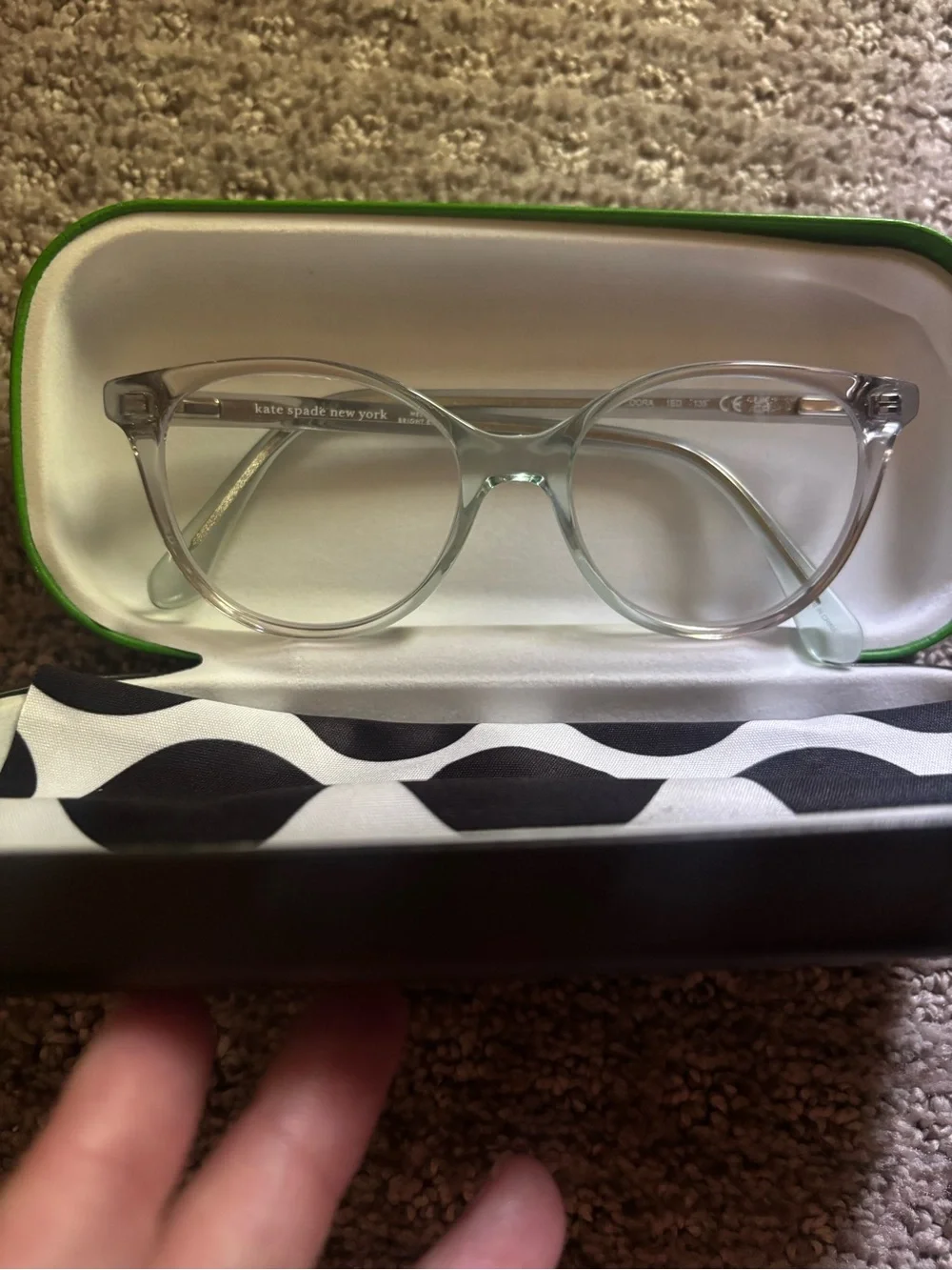 kate spade Eyeglasses + New York Green Hard Shell Travel Case